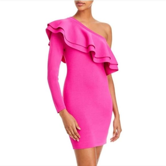 Endless Rose Dresses & Skirts - Endless Rose Women's Pink 1 Shoulder Ruffled Mini Bodycon Dress Size Medium